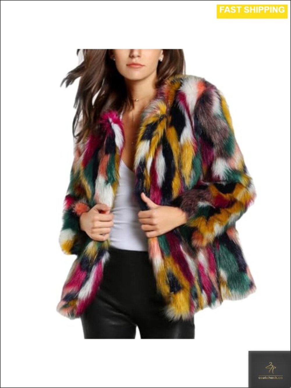 Faux Fur Coat Open Front Furry Jacket Long Sleeve Fall Winter
